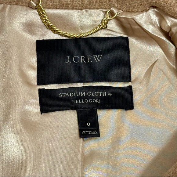 J.Crew Stadium Cocoon Nello Gori Wool Blend Beige Tan Peacoat Sz 0 - Picture 7 of 9